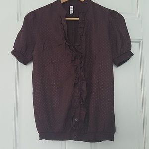 Button down ruffles with puff sleeves